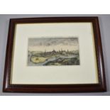 A Framed Hand Coloured 18th Century Engraving, The City of Chester, 20cm wide