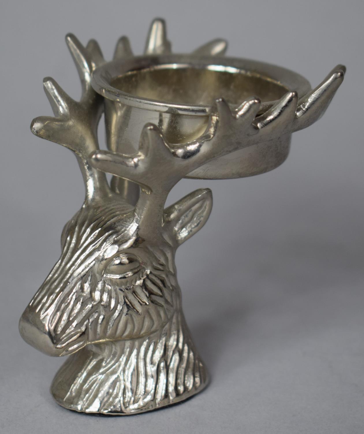 A Kenneth Turner Stags Head Tealight Holder, 8cm high