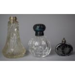 Two Silver Mounted Glass Dressing Table Scent Bottles , One Missing Stopper
