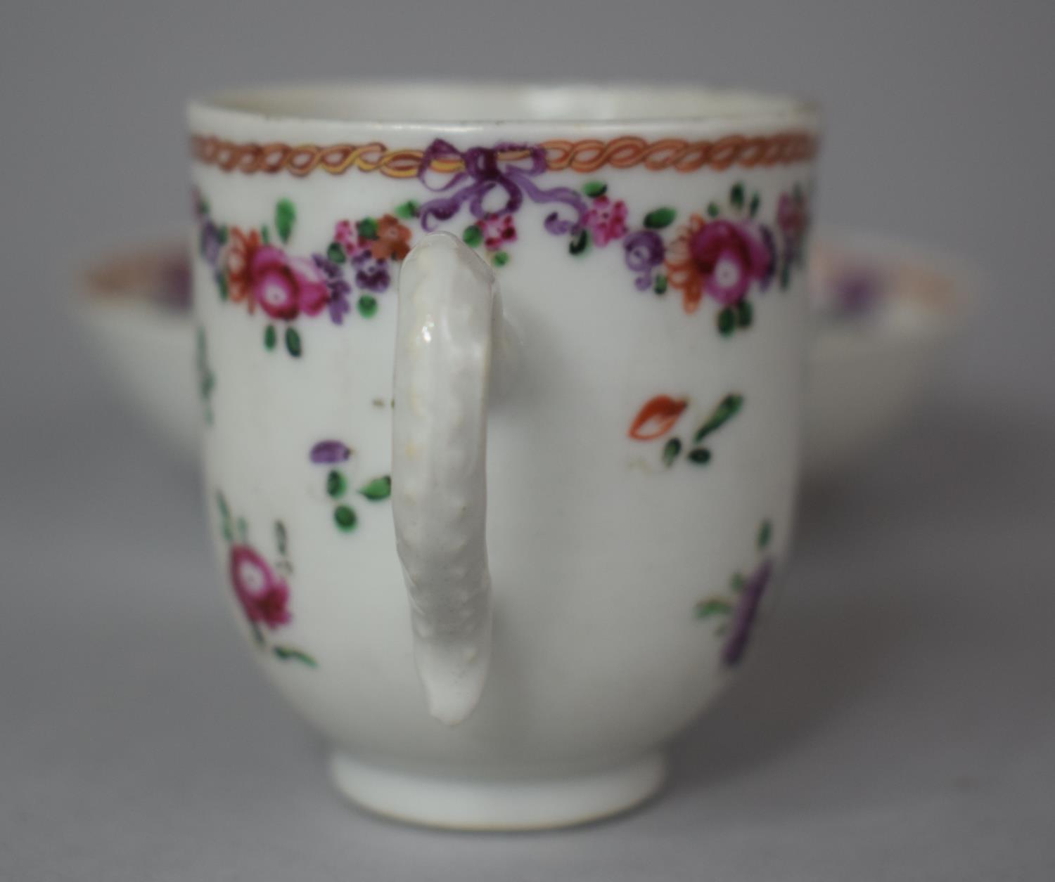 A 18th Century Hand Painted Cabinet Cup and Saucer with Oriental Vase of Flowers and Swag Decoration - Image 4 of 7