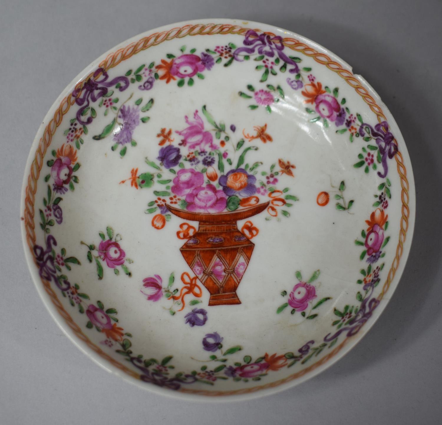 A 18th Century Hand Painted Cabinet Cup and Saucer with Oriental Vase of Flowers and Swag Decoration - Image 6 of 7