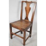A 19th Century Oak Queen Anne Style Hall Side Chair with Vase Splat