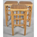 A Set of three Vintage Square Topped Stools