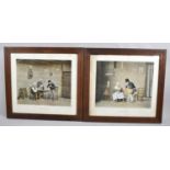 A Pair of Oak Framed Jean Moreau French Prints, Each 50cm wide