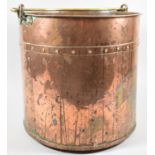 A Copper Cylindrical Bucket with Brass Loop Handle, 33cm Diameter and 33cm high