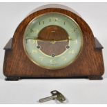 A Mid 20th Century Smiths Oak Cased Westminster Chime Mantle Clock, 28.5cm wide