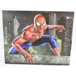 A Mounted Spiderman Print on Canvas, 50cm x 40cm