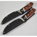 A Pair of Virtually New and Unused Hunting Knives in Cloth Scabbards, 27cm Long