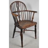 An Early Yew Wood Windsor Hoop Back Armchair