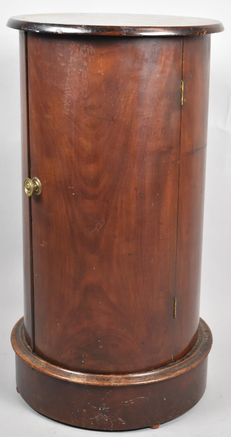 A Late 19th Century Circular Mahogany Bedside Cabinet with Shelved Interior, 70.5cm high