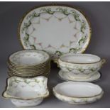 A Royal Crown Derby Floral Swag and Gilt Decorated Part Dinner Service to comprise Large Serving