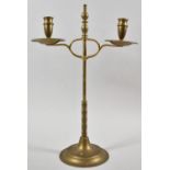 A Brass Reproduction Rise and Fall Two Branch Candelabra, 39cm high