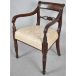A Mid 19th Century Mahogany Framed Armchair with Upholstered Seat