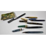 A Collection of Six Vintage Pens, Five of Which Have 14ct Gold Nibs