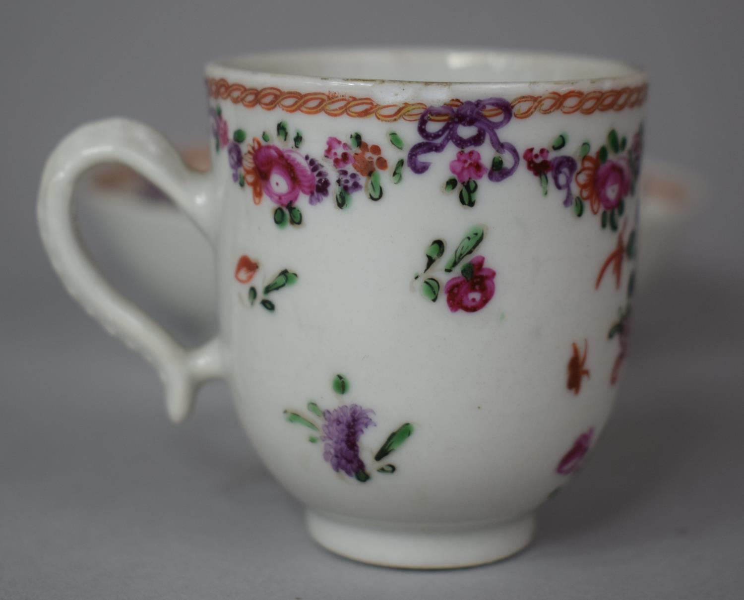 A 18th Century Hand Painted Cabinet Cup and Saucer with Oriental Vase of Flowers and Swag Decoration - Image 5 of 7