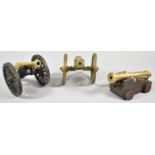A Collection of Three Models of Cannons to Include Ships Cannon, Brass Field Cannon and Brass and