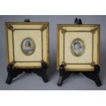 A Pair of Ivorine and Gilt Metal Framed Miniatures of Maidens, Both Signed