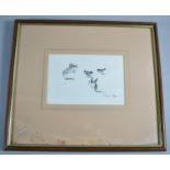 A Framed Page from Artists Sketchbook Depicting Fox and Birds, Signed