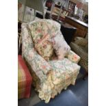 A Floral Pattern Upholstered Ladies Armchair