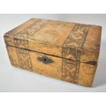 A Small Rectangular Work Box with Banded Inlay, 20.5cm Wide, Missing Tray and in Need of Some