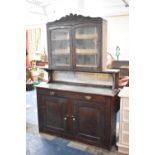 An Edwardian Mirror Backed Side Board with Single Long Drawer Over Cupboard Base, Raised Glazed