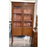 An Edwardian String Inlaid Mahogany Display Cabinet on Tapering Square Legs with Spade Feet, 90cm