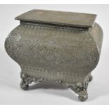 An Early 20th Century Silver Plated Tea Caddy with Hinged Lid and Four Scrolled Feet, Body