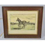 An Oak Framed Jack Yeats Print of a Donkey, "Evening", 30cm wide