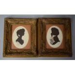 A Pair of Silhouette Miniatures in Gilt Frames, Signed A Thompson, Frames 18cm high