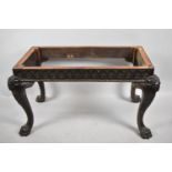 A Good Quality Carved Stool Frame with Rams Head Mounts, Claw Feet and Carved Borders, Inscribed "
