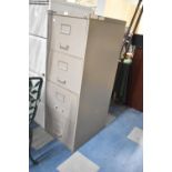 A Metal Four Drawer Filing Cabinet, One Handle AF