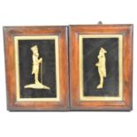 A Pair of Mahogany Framed Continental Gilt Metal Full Length Portraits of Dignitaries, perhaps