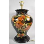 A Large Ceramic Vase Shaped Table Lamp Base Decorated with Fruit, 47cm High