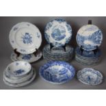 A Collection of Various Blue and White China To Include Eight Pieces of Spode Fontaine Pattern