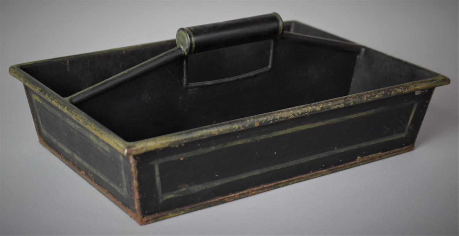 A 19th Century Toleware Two Division Cutlery Tray, 33cm Long