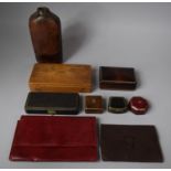 A Collection of Various Leather Cases and Bottle, Microscope Slide Box, Wallets etc