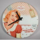 A Reproduction Advertising Circular Wall Clock with Battery Movement, 30cm Diameter
