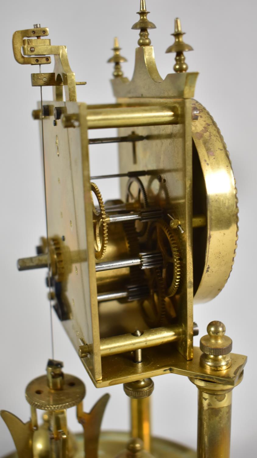 An Edwardian Brass Pillar Clock Under Glass Dome, 28cm high - Image 3 of 3