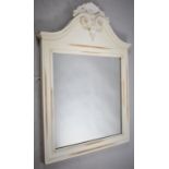 A Modern White Painted Italian Over Mantle Mirror with Swan Neck Cornice, 85.5cm wide