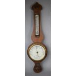 An Edwardian Onion Topped Barometer with Thermometer, White Enamelled Dial Signed S & Maddock,