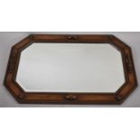 An Edwardian Oak Framed Wall Mirror with Bevelled Glass, 89cm wide