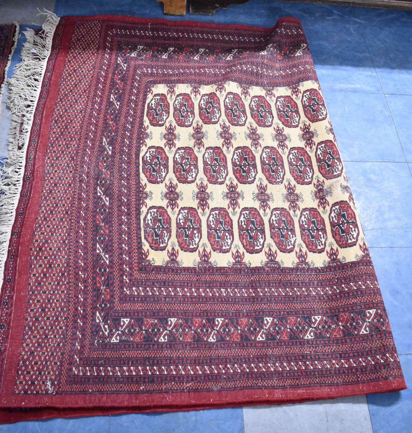 A Patterned Rug on Red Ground, 195x133cm - Image 3 of 3