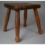 A Small Rectangular Topped Country Stool with Turned Supports, 25cm Wide