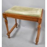 A Mid 20th Century Walnut Framed Dressing Table Stool with Upholstered Pad Seat, 53cm wide