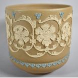 A Doulton of Lambeth Silicon Vase Decorated in Relief with Flowers, 16.5cm Diameter and 17cm high
