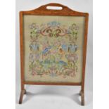 An Edwardian Oak Framed Tapestry Fire Screen, 52cm wide