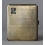 A Silver Cigarette Case, Engine Turned Decoration and Monogrammed, Birmingham 1952