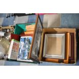 A Collection of Sundries to Include Frames, Prints, Framed Photograph, Jigsaws, Dominoes and other