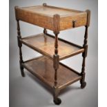 An Edwardian Oak Three Tiered Trolley with Single Top Drawer, 66cm Wide