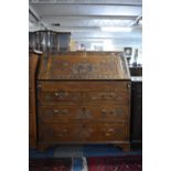 A 19th Century Crossbanded Fall Front Bureau with Fall Front to Fitted Interior Having Secret